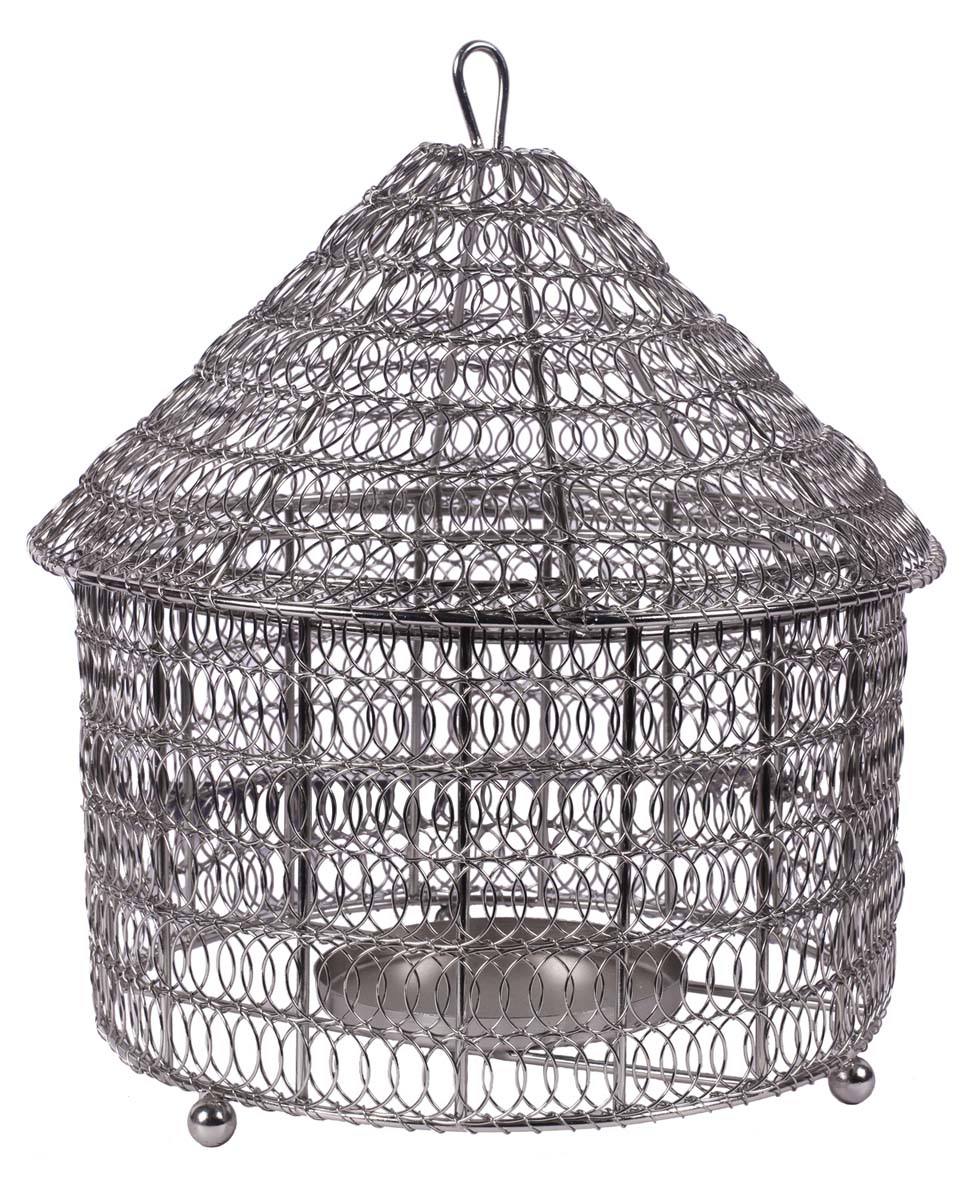 8” Caged Hanging Tea-Light Holder / Candle Stand in Metal Mesh - Silver Color - Antique-Look Home Decor - Buy in Bulk Wholesale